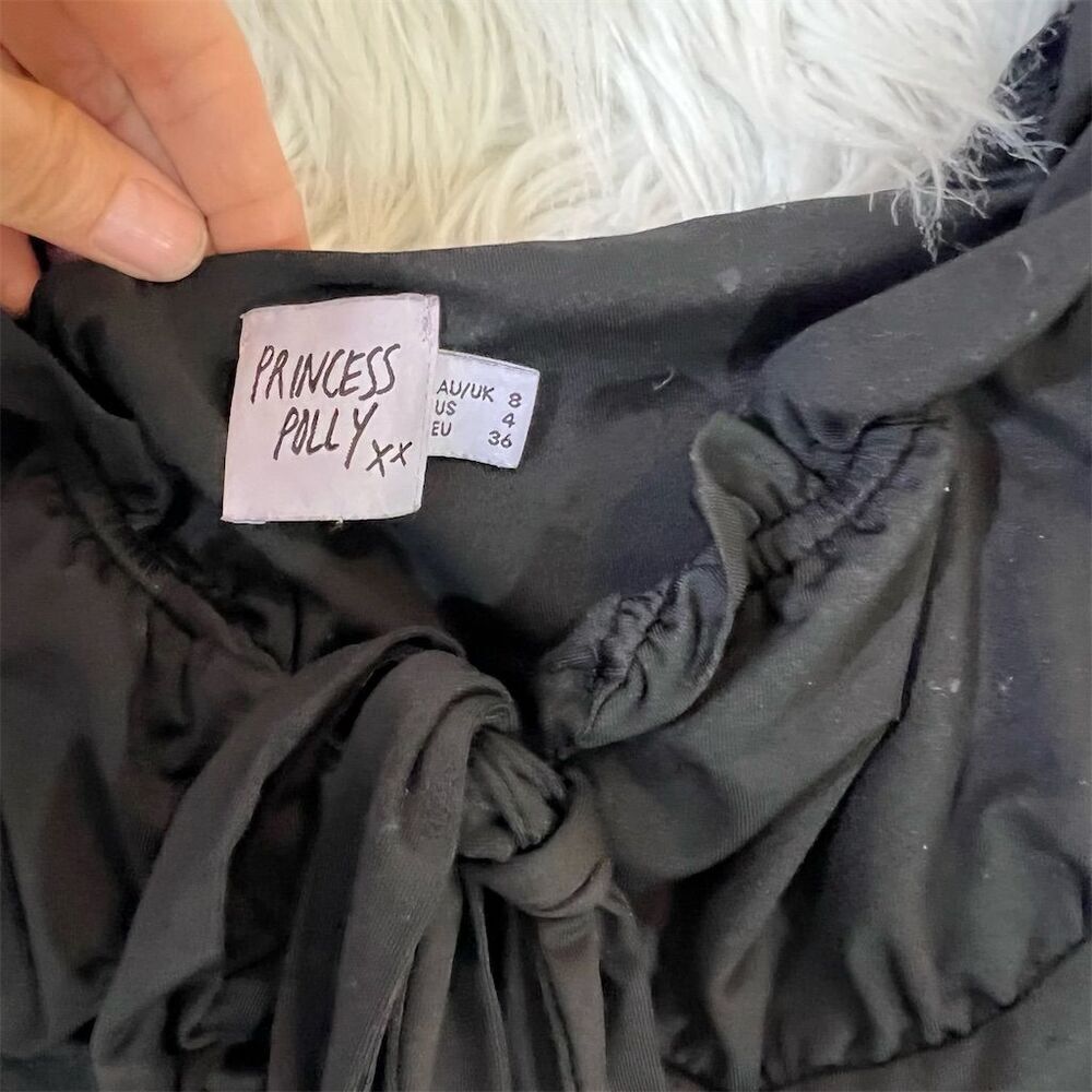 Princess Polly Medina Black puff sleeve Bodysuit Size 4 Casual - Picture 7 of 7